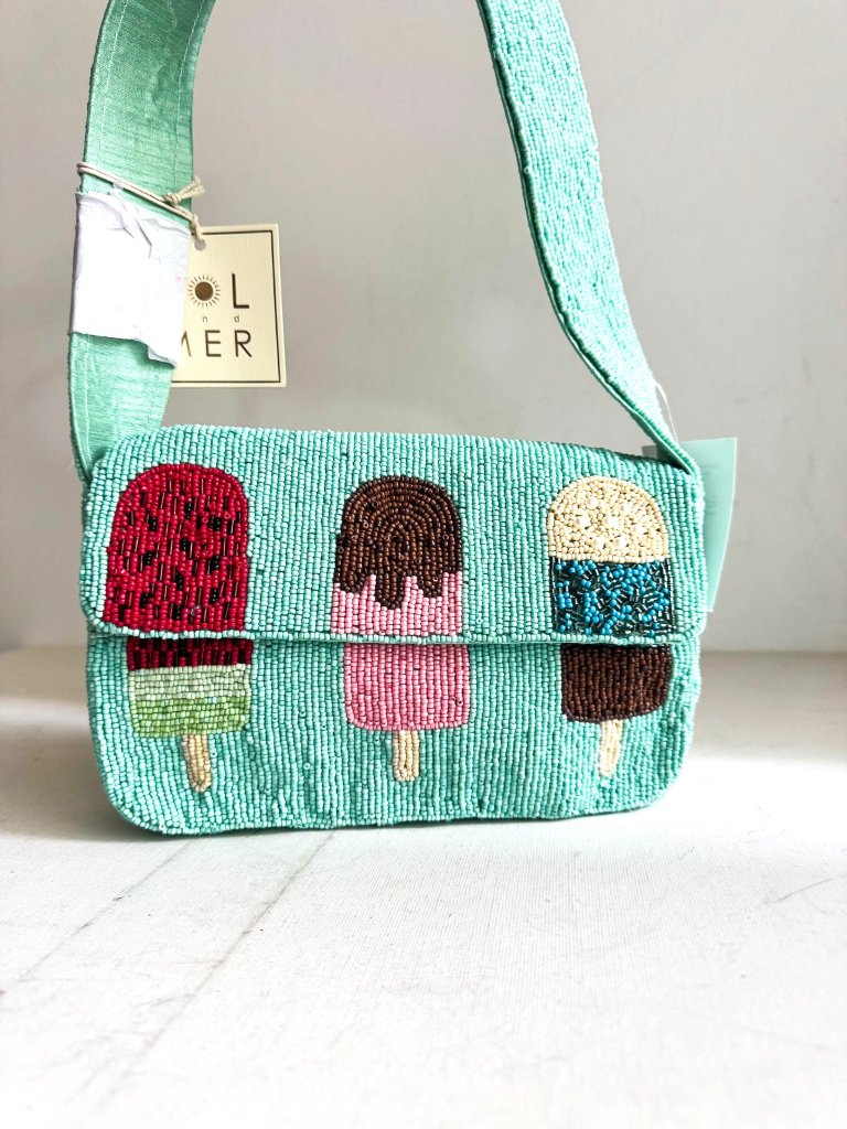 Sol And Mer Ice Cream Print Beaded Shoulder Bag